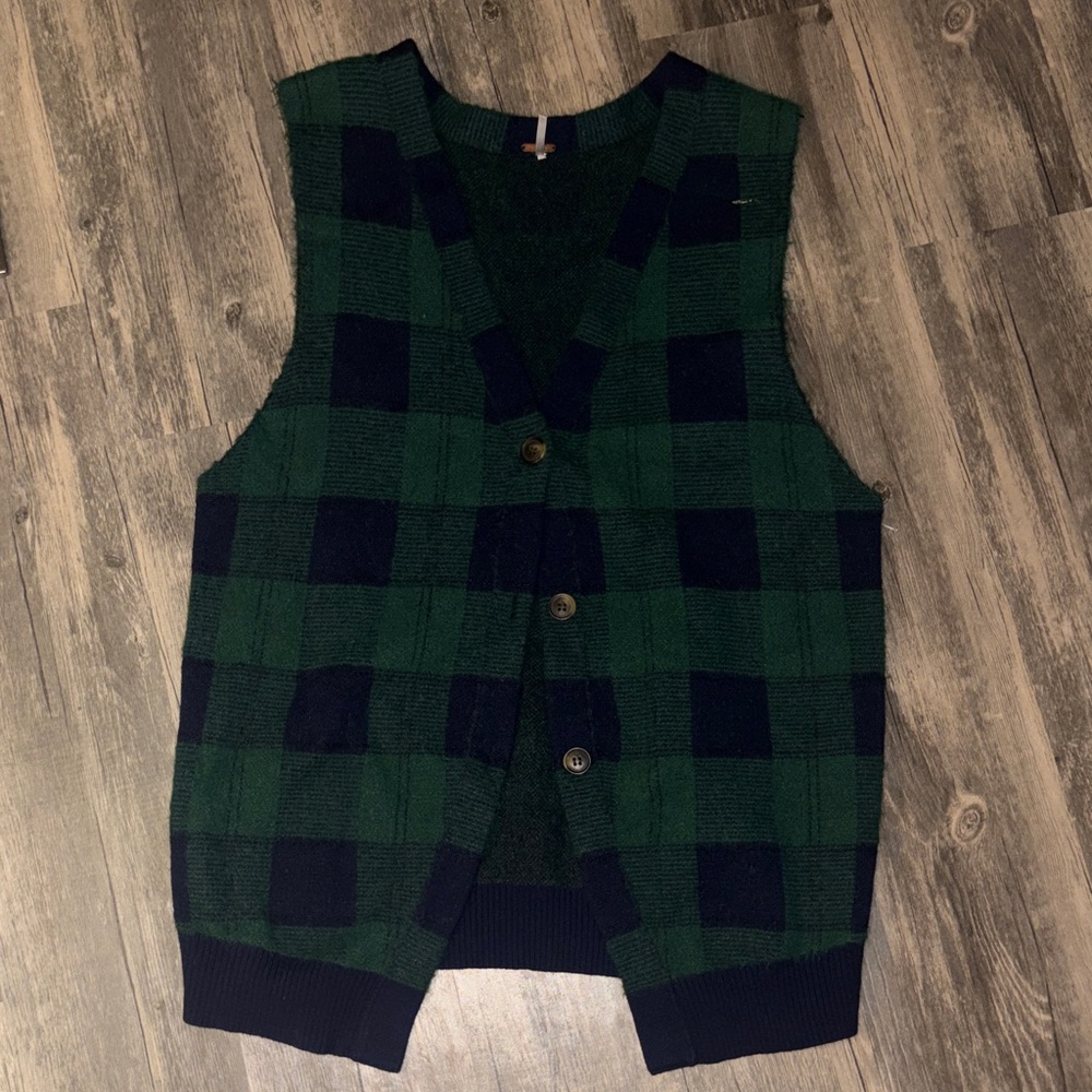 Free people women’s navy and green vest size small rare, free  people piece